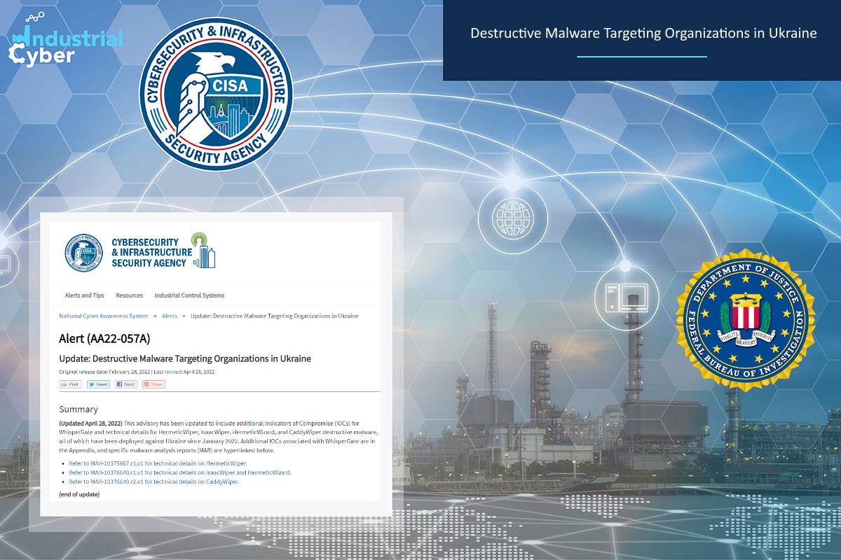 CISA, FBI provide updates on destructive malware targeting organizations in Ukraine, including WhisperGate malware