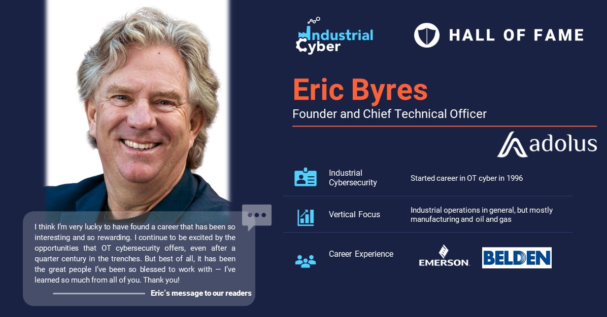 Industrial Cyber Hall of fame Eric Byres